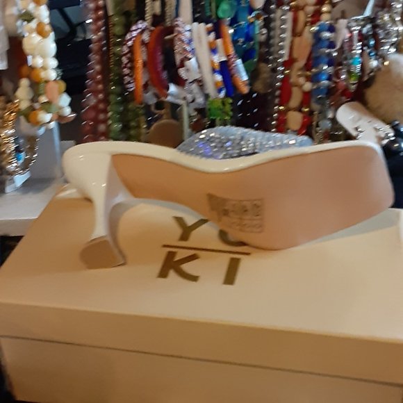 YOKI RENE GLITZ MULES SLIDES HEELS LUCITE BLING - Picture 4 of 6